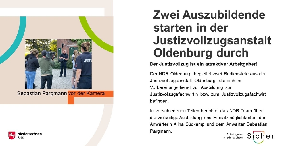 Zwei Auszubildende starten in der Justizvollzugsanstalt Oldenburg durch